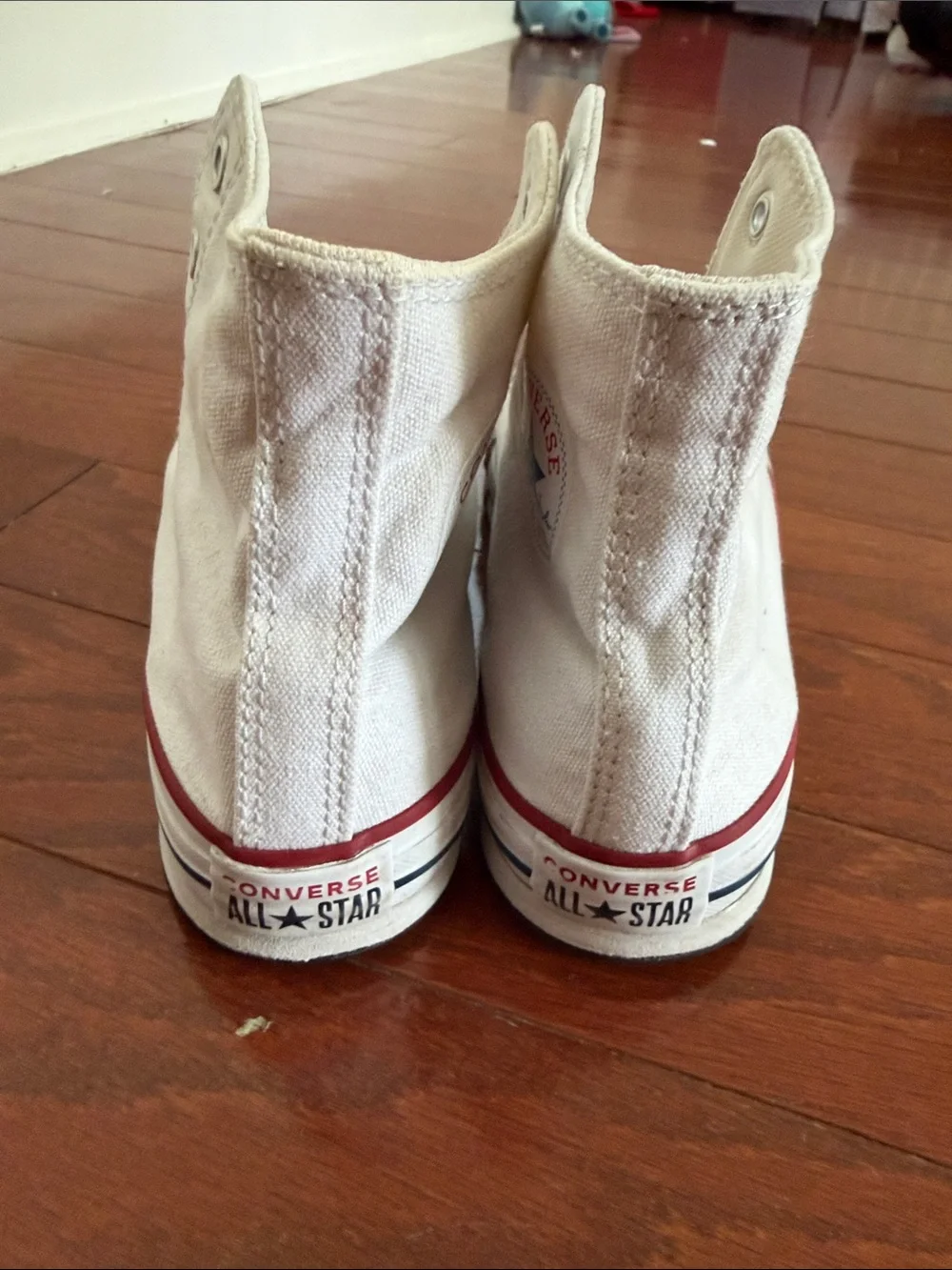 Converse Kids White High-Top Canvas Sneakers with Red Stripe